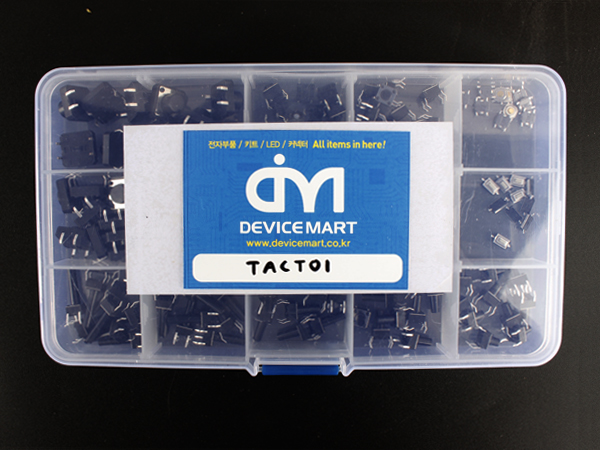 디바이스마트,RLC/수동소자 > 엔지니어 샘플키트 > 스위치 키트,NT-KIT,택트 스위치 14종 키트 [NT-KIT-S003],불황에 맞서는 저렴한 실속키트. 가장 많이 사용되는 택트 스위치 DIP,SMD 타입 모음 입니다.