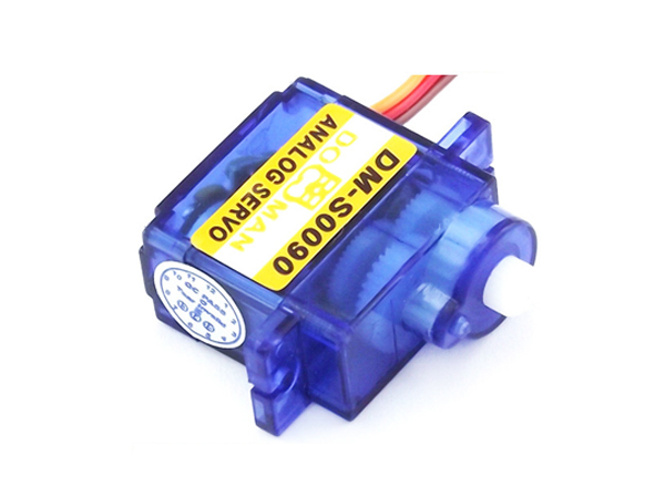 디바이스마트,기계/제어/로봇/모터 > 모터류 > 서보모터 > 아날로그 서보모터,DOMAN RC,아날로그 서보모터(DM-S0090D),Voltage: 4.8V ~ 6.0VSpeed: 0.10sec/60deg (4.8v) 0.08sec/60deg (6.0v) Torque: 1.6kg.cm (4.8v) 1.8kg.cm (6.0v)Size: 22.9mmX12mmX22.5mmWeight: 9 gramMotor: BrushedGear Train: Plastic