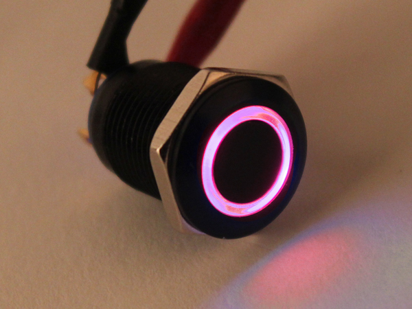 디바이스마트,스위치/부저/전기부품 > 스위치 > 푸쉬버튼 스위치 > 메탈 스위치,NW3 (New3),LED 블랙 메탈 푸쉬 스위치 링(빨강) [HX12-C2],일반푸쉬(PUSH) 스위치 / 색상: RED (조광형) / 정격 전류 : 2A / 정격전압-DC : 36 VDC / 재질 : 블랙 무광 / 홀가공 : 12mm / 스위치 : 14mm / LED발광 링 타입 / 생활방수 / 노브 플랫 타입