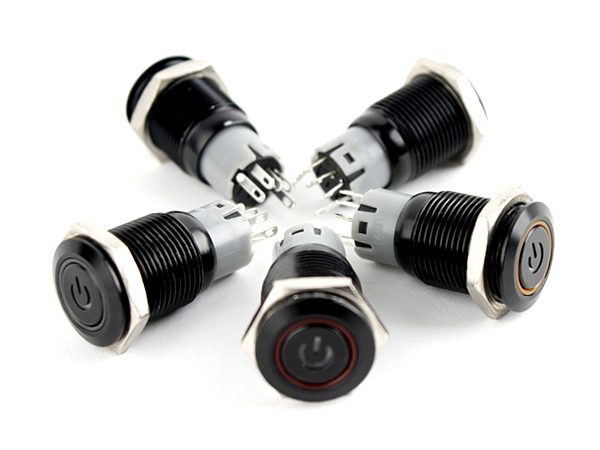 LED 블랙 메탈 푸쉬락 스위치 전원(주황12V) [HX16-A1]