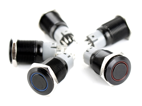 LED 블랙 메탈 푸쉬락 스위치 링(주황12V) [HX16-A2]