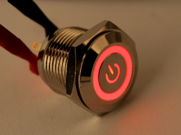 디바이스마트,스위치/부저/전기부품 > 스위치 > 푸쉬버튼 스위치 > 메탈 스위치,NW3 (New3),LED 메탈 푸쉬 스위치 전원(빨강) 숏타입 [HX16-A4],일반푸쉬(PUSH) 스위치 / 색상: RED (조광형) / 정격 전류 : 3A / 정격전압-DC : 36 VDC / 재질 : Chrome / 홀가공 : 16mm / 스위치 : 18mm / LED발광 전원 표시 / 노브 플랫 타입 / 생활방수 / 길이가 짧은 스위치 입니다.