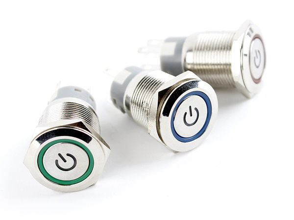 LED 메탈 푸쉬락 스위치 전원(녹색12V) [HX19-A1]