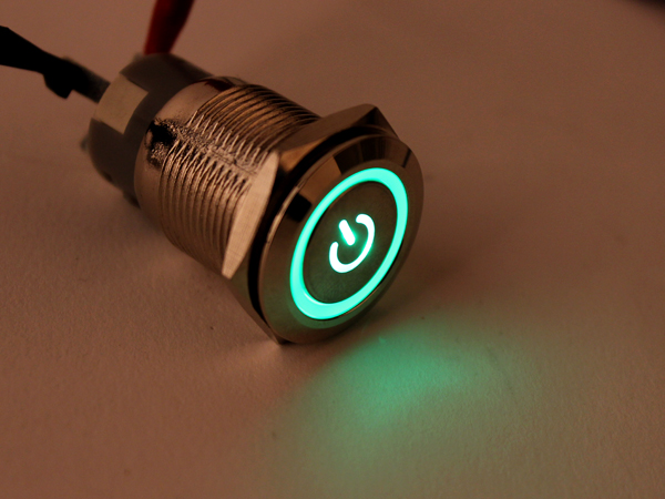 디바이스마트,스위치/부저/전기부품 > 스위치 > 푸쉬버튼 스위치 > 메탈 스위치,NW3 (New3),LED 메탈 푸쉬락 스위치 전원(녹색12V) [HX19-A1],푸쉬락(PUSH LOCK) 스위치 / 색상: GREEN (조광형) / 재질 : Chrome / 홀가공 : 19mm / 스위치 : 22mm / LED발광 전원 표시 / 노브 플랫 타입 / 생활방수