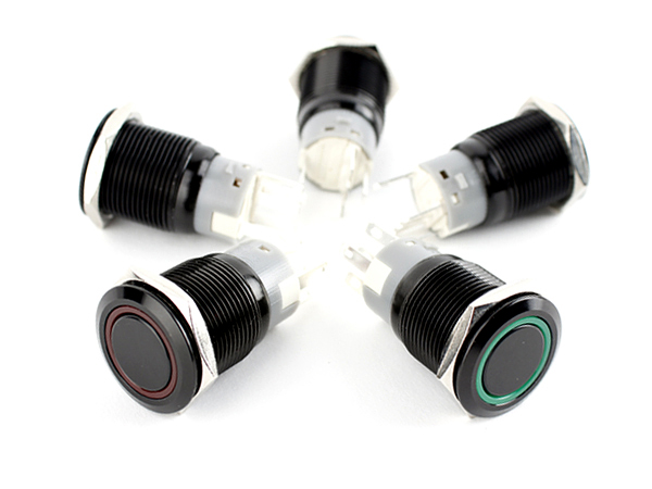 LED 블랙 메탈 푸쉬락 스위치 링(빨강12V) [HX19-A2]