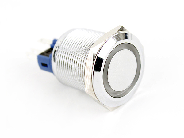 LED 메탈 푸쉬락 스위치 링(파랑12V) [HX22-A1]