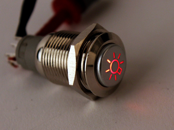 디바이스마트,스위치/부저/전기부품 > 스위치 > 푸쉬버튼 스위치 > 메탈 스위치,NW3 (New3),LED 메탈 푸쉬락 스위치 12V (자동차 실내등),푸쉬락(PUSH LOCK) 스위치 / 색상: RED (조광형) / 정격 전류 : 3A / 정격전압-AC : 250 VAC /  재질 : Chrome / 홀가공 : 16mm / 스위치 : 18mm / LED발광 실내등 / 노브 돌출 타입 / 생활방수 / 자동차 실내등 스위치 입니다.