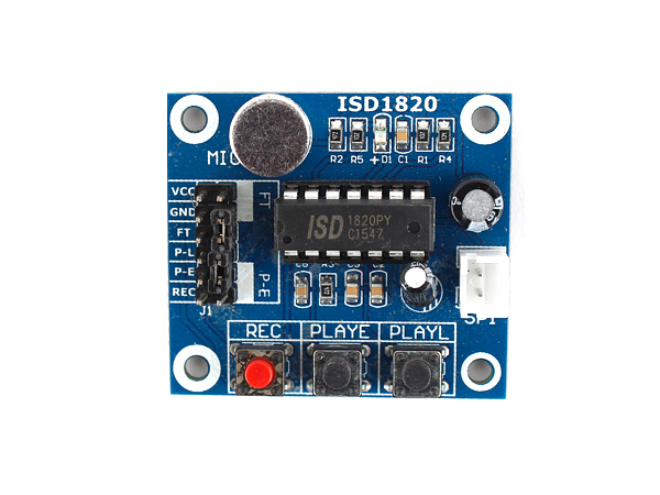 디바이스마트,MCU보드/전자키트 > 음악/앰프/녹음 > 디코더/녹음,SZH,아두이노 ISD1820 녹음 모듈 [SZH-SDBJ-001],ISD1820 / DC 3 ~ 5V / REC, PLAYE, PLAYL 버튼 및 P-E, FT 점퍼를 통해서 다양한 컨트롤 가능 / 38mm * 42.5mm / 케이블, 스피커 포함