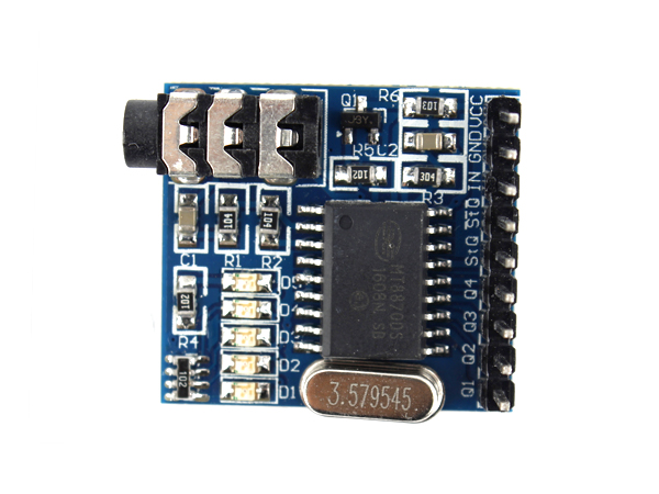 디바이스마트,MCU보드/전자키트 > 음악/앰프/녹음 > 기타,SZH,MT8870 DTMF 디코더 모듈 [SZH-SDBJ-005],MT8870 complex frequency decoding chip 기반으로, DTMF 신호를 받을(Receiver) 수 있는 모듈 / 5V / 5개의 LED 인디케이터 / PCB size: 26.5 (mm) x24.5 (mm)