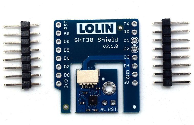 디바이스마트,오픈소스/코딩교육 > 파이썬/IoT 개발 보드 > WeMos > WeMos 정품보드/모듈,WeMos,[정품] WeMos D1 Mini용 디지털 온습도센서 실드 SHT30 Shield V2.1.0,[기존 브랜드 Wemos가 공식적으로 LOLIN으로 변경되었습니다.] wemos.cc 공식 판매페이지에서 구매한 정품 / WeMos D1 Mini용 온습도센서 확장보드 / I2C 인터페이스 / Two user selectable addresses / Typical accuracy ±3%RH and ±0.3°C / 2.0.0 버전에서는 실드가 2개로(입출력포트부 및 센서부) 분리 가능합니다.