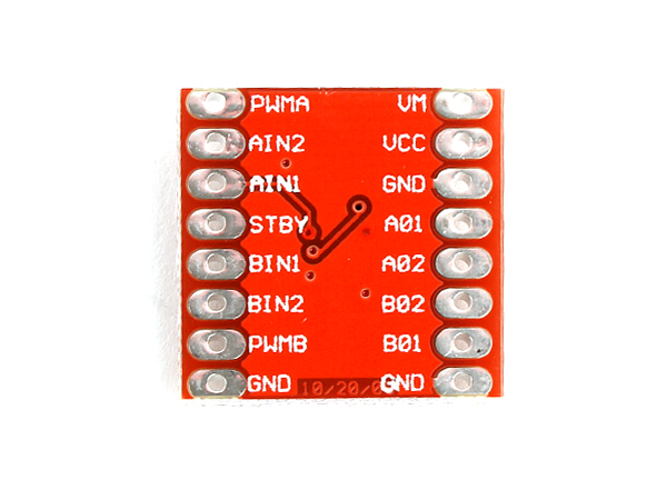 디바이스마트,MCU보드/전자키트 > 버튼/스위치/제어/RTC > 모터/모터컨트롤,SZH,TB6612FNG 듀얼 모터 드라이버 모듈 [SZH-MDBL-003],TB6612FNG Dual Motor Driver / Power supply voltage : VM=15V max, VCC=2.7-5.5V / Size: 21mm x 21mm