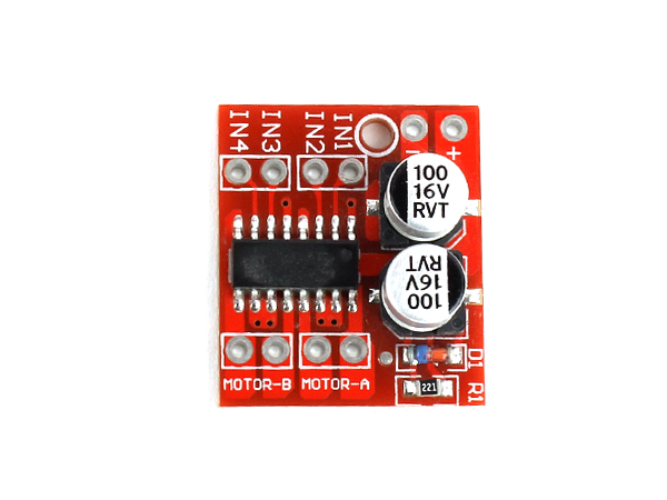 디바이스마트,기계/제어/로봇/모터 > 모터드라이버 > DC모터 드라이버 > 100W 이하 DC모터 드라이버,SZH,1.5A 소형 Dual DC 모터 드라이버/PWM 모듈 [SZH-MDBL-010],Dual H-bridge motor driver / 2상 4선 스테핑 모터 또는 2개의 DC 모터 컨트롤 가능 / 1.5A (2.5A Peak) / Voltage 2V - 10V / Size: 24.7mm x 21mm x 5mm