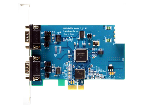 디바이스마트,컴퓨터/모바일/가전 > 네트워크/케이블/컨버터/IOT > 컨트롤러/확장카드 > 시리얼 확장카드,시스템베이스,Multi-2/PCIe COMBO,SB16C1052PCI를 장착한 시리얼 통신 카드, 2포트 RS422/RS485 시리얼 통신 카드, 최고 921.6kbps 통신속도 지원, PCI Express 버스 지원, 세계 최대 크기의 256 바이트 송수신 FIFO 사이즈