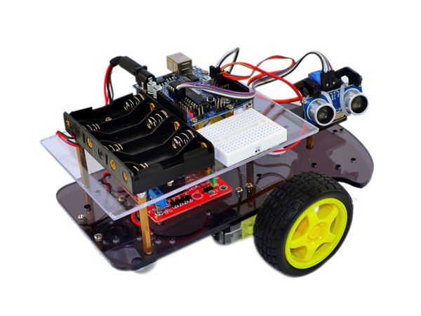 디바이스마트,오픈소스/코딩교육 > 아두이노 > 아두이노 교육용키트,KEYES,아두이노 스마트카 로봇 키트 초급 [RT0001],초음파 센서를 활용한 장애물 회피 스마트 자동차 키트 / 아두이노 Duemilanove 호환보드, 초음파 센서 모듈, 모터 드라이버 모듈 등 다양한 부품이 모두 포함되어 있는 자동차 키트 / *반제품* 구매 후 별도의 조립이 필요합니다 / *배터리 미포함(별매)*  작동을 위해서는 6개의 AA배터리가 별도로 필요합니다