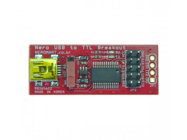 디바이스마트,MCU보드/전자키트 > 개발용 장비 > USB/RS232/RS485 컨버터,AVRMALL,Nero USB to TTL Breakout (10pin Header) (NER-16103),FTDI 5V/3.3V 10핀헤더타입- USB to TTL변환보드, avrmall board와호환