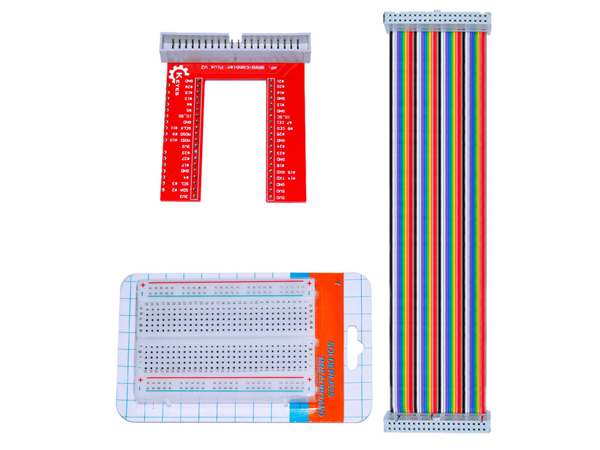디바이스마트,오픈소스/코딩교육 > 라즈베리파이 > 라즈베리파이 확장보드/HAT,KEYES,라즈베리파이3 GPIO DIY 확장 키트 [SMP0059],컬러풀 40핀 플랫케이블 + GPIO V2 쉴드 + 400홀 브레드보드로 구성된 GPIO 확장 키트 입니다.