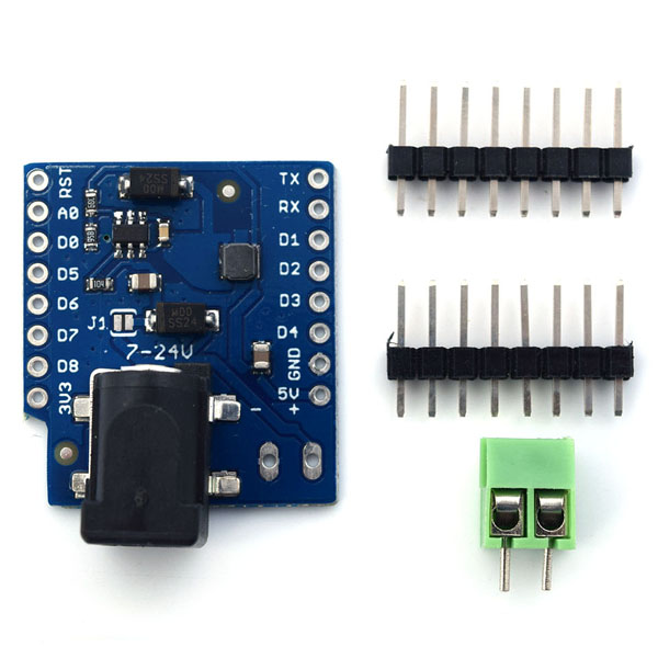 디바이스마트,오픈소스/코딩교육 > 파이썬/IoT 개발 보드 > WeMos > WeMos 정품보드/모듈,WeMos,[정품] WeMos DC 전원공급용 실드 DC Power Shield V1.1.0,wemos.cc 공식 판매페이지에서 구매한 정품 / D1 미니 실드, 입력 : 7 ~ 24V DC, 최대 전류 : 1A