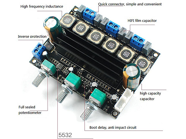 디바이스마트,MCU보드/전자키트 > 음악/앰프/녹음 > 앰프/증폭,SZH,TPA3116D2 HIFI 디지털 서브우퍼 베이스 앰프 모듈 [SZH-EKAD-124],TPA3116D2 기반의 스테레오(2.1채널) Subwoofer 모듈 / DC 10 - 25V / 출력 : 4 - 8Ohm  / 주파수 응답 : 14 - 100Khz /  스위칭 주파수 : 1.2Mhz / 채널 : Bass, 좌, 우