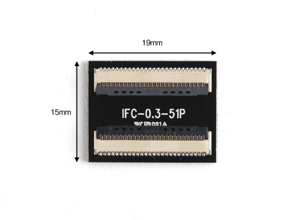 디바이스마트,커넥터/PCB > FFC/FPC 커넥터 > 50핀/51핀/52핀 커넥터,IFC,0.3mm 피치 앙면 FFC케이블 연장및 접점변환용 컨버터 보드 [IFC-0.3-51P],FFC/FPC케이블연장 / 0.3mm pitch / 51 pin / 연장 및 접점변환용 보드 / size: 19mm x 15mm