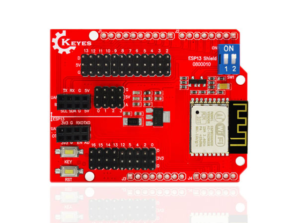 디바이스마트,MCU보드/전자키트 > 통신/네트워크 > 와이파이,KEYES,ESP8266 아두이노 와이파이 실드 ESP-13 [MD0332],아두이노 UNO R3, Mega2560과 호환되는 웹 서버 시리얼 와이파이 확장 보드 입니다.