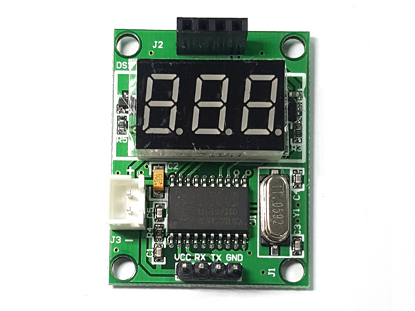 디바이스마트,MCU보드/전자키트 > 센서모듈 > 라이다/거리/초음파/라인 > 초음파센서,SZH,HC-SR04용 거리측정 테스트 FND 모듈 [SZH-EKAD-142],전압 : DC 5 - 12V / 측정거리 : 2 - 400CM  / Size: 42mm X 32mm X 12mm