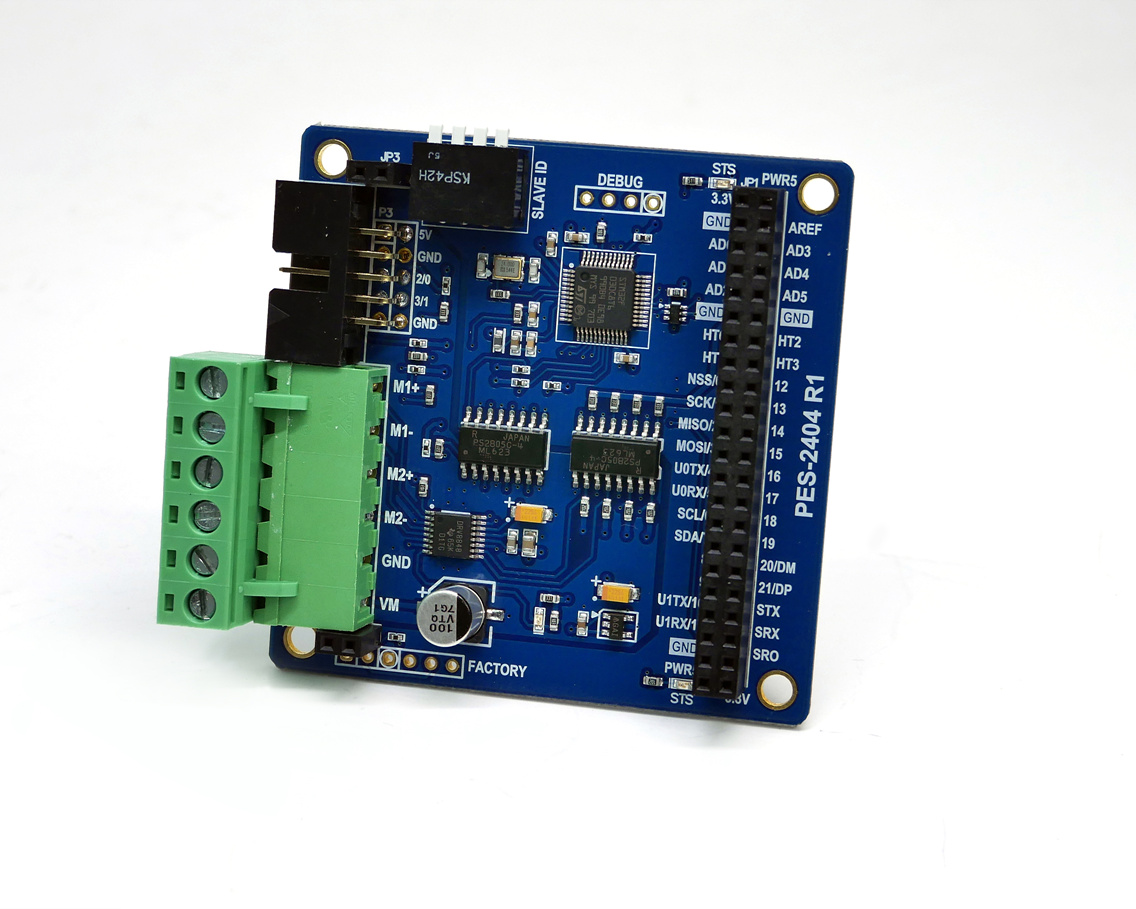 디바이스마트,오픈소스/코딩교육 > 아두이노 > 아두이노 모터/드라이버모듈,솔내시스템,[PES-2404(S)] DC모터 제어기 S형 (PHPoC 보드용),PHPoC 보드에 장착하여 사용하는 DC모터 제어 확장보드입니다.  이 보드를 이용하면 2개의 Brushed DC모터를 손쉽게 제어할 수 있습니다.