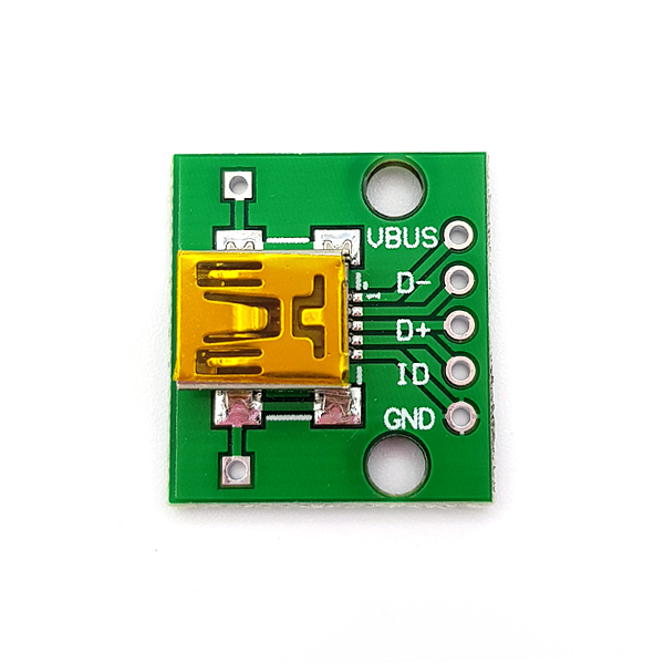 디바이스마트,MCU보드/전자키트 > 개발용 장비 > USB/RS232/RS485 컨버터,SZH,MiniUSB-5P to 2.54mm DIP Adapter Board [SZH-EP118],mini USB B Type Socket / FEMALE / PCB 기판 변환 모듈 보드 / size 18mm x 20mm 