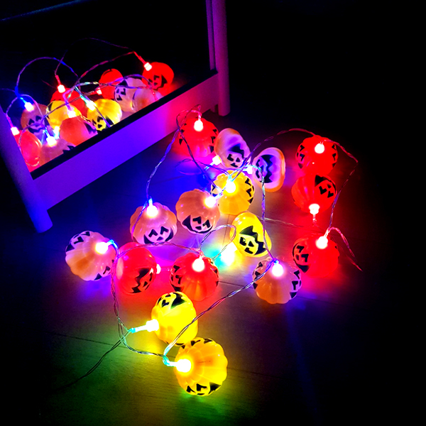 호박 가랜드 펌킨스타일 줄LED 점멸(RGB)