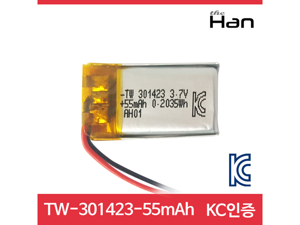 55mAh KC인증 리튬폴리머 배터리 [TW301423]