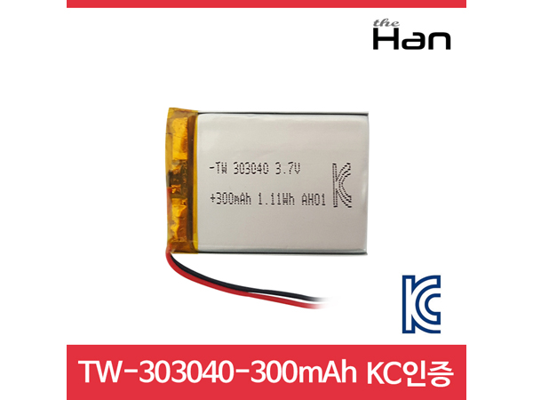 300mAh KC인증 리튬폴리머 배터리 [TW303040]