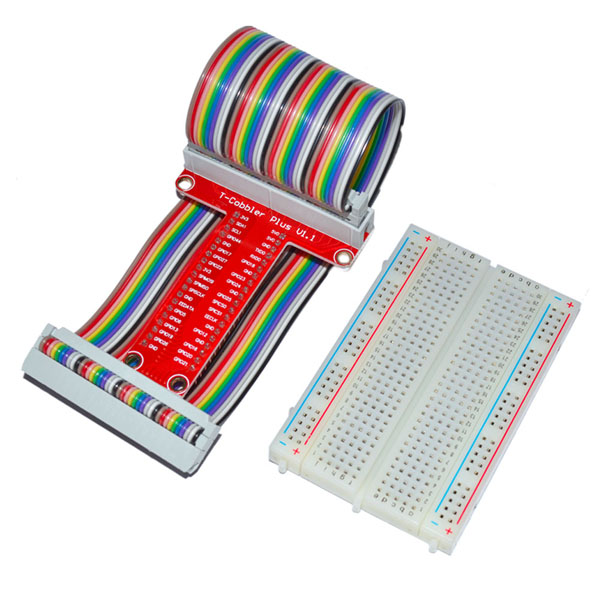 디바이스마트,오픈소스/코딩교육 > 라즈베리파이 > 라즈베리파이 확장보드/HAT,KEYES,라즈베리파이3 T자형 GPIO DIY 확장 키트 [SMP0043],컬러풀 40핀 플랫케이블 + T자형 GPIO 쉴드 + 400홀 브레드보드로 구성된 GPIO 확장 키트 입니다. (라즈베리파이 별매)