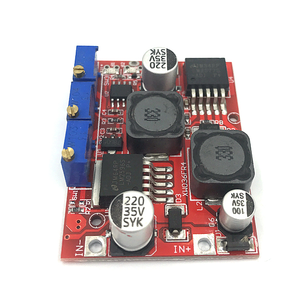 디바이스마트,전원/파워/배터리 > DC-DC 컨버터 모듈 > 강하형 모듈(외장) > 비절연 스위칭 모듈,SZH,LM2596 LM2577S DC-DC 스텝다운 전압 레귤레이터 모듈 [SZH-AT010],외장형 / 가변출력전압 / 가변출력전류 / 가변방식 : 트리머 / 2ch 출력 / 강하형 15W 비절연 스위칭 컨버터 / 입력전압 : 4V~35V / 출력전압 : 1.25V~25V / 출력전류 : 2A / 변환효율 : 최대 80% / 입력단자 : 스루홀 / 출력단자 : 스루홀 / 패키지 : PCB