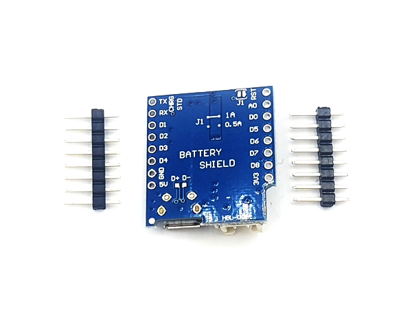 디바이스마트,오픈소스/코딩교육 > 파이썬/IoT 개발 보드 > WeMos > WeMos 호환보드/모듈,SZH,WeMos D1 Mini 호환 리튬배터리 충전 쉴드 [YR-027],WeMos D1 Mini 호환 리튬 배터리 쉴드 / 2 x 일반핀 포함 / 충전 전압: 5V 권장 / 리튬 배터리 전압: 3.3-4.2V(1S) / 사이즈: 28.1mmx25.8mm