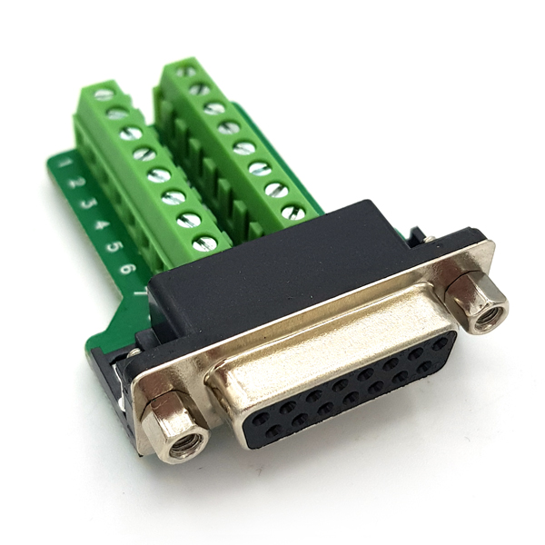디바이스마트,MCU보드/전자키트 > 개발용 장비 > USB/RS232/RS485 컨버터,SZH,DB15 DIY 터미널블럭 커넥터 - Female (너트형) [TDB-08],D-sub 커넥터 / 조합형 / Terminal Block 장착 / 납땜 필요 (X) / 케이스 포함 / 너트형 / FEMALE / 60mm X 42mm X 20.6mm size / 15pin