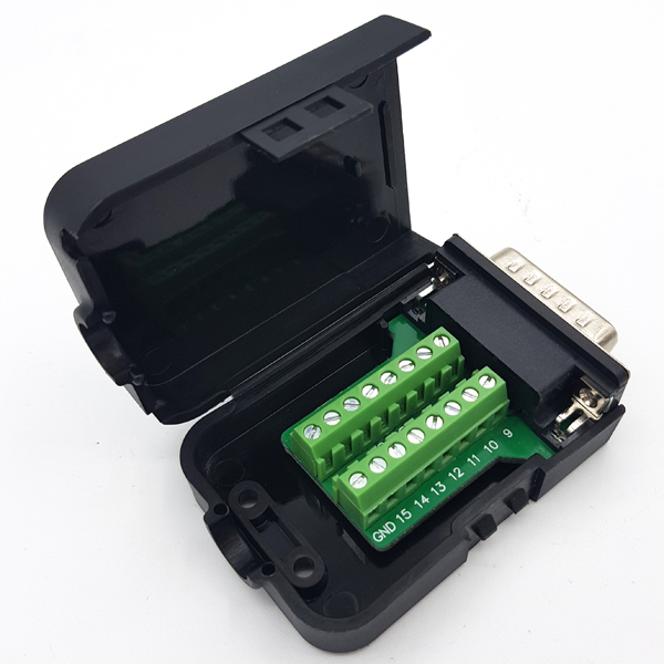 디바이스마트,MCU보드/전자키트 > 개발용 장비 > USB/RS232/RS485 컨버터,SZH,DB15 DIY 터미널블럭 커넥터 - Male (볼트형) [TDB-09],D-sub 커넥터 / 조합형 / Terminal Block 장착 / 납땜 필요 (X) / 케이스 포함 / 볼트형 / MALE / 60mm X 42mm X 20.6mm size / 15pin