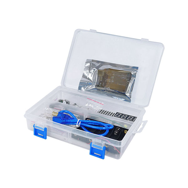 디바이스마트,오픈소스/코딩교육 > 아두이노 > 아두이노 교육용키트,KEYES,아두이노용 초급 키트 [KT0003],★ 배터리 미포함 ★ 우노 R3 호환보드, LED, 점퍼케이블, 리모콘트롤러, 배터리홀더 등 22가지가 제공되는 갓 시작한 입문자에게 추천해드리는 초보자용 키트입니다.