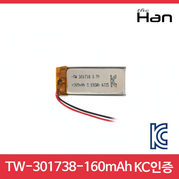디바이스마트,전원/파워/배터리 > 배터리/배터리홀더 > 배터리팩 Pack > 리튬폴리머 Li-Po,주식회사 더한,160mAh KC인증 리튬폴리머 배터리 [TW301738],제조사 : 더한 / 전압 : 3.7V / 용량 : 160mAh / 소재 Li-Po / 출력단자 : A1251-02 / 특징 : 사이즈 : 1.7cm X 3.8cm