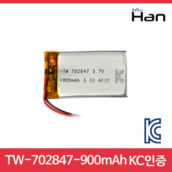 900mAh KC인증 리튬폴리머 배터리 [TW702847]
