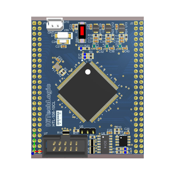 디바이스마트,MCU보드/전자키트 > 프로세서/개발보드 > FPGA,하이텍로직,FPGA Module (HTL-108-10CL),Altera Cyclone10 Family중에서 10CL006YE144I7G, EPCS16(Serial Flash Memory, 16Mbit) Configuration Device를 실장 하였으며 사용자가 이용할 수 있는 80개의 User I/O, CLK 등을 제공한다.