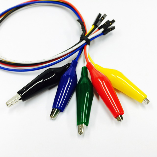 디바이스마트,케이블/전선 > 점퍼/하네스/악어/바나나 > 점퍼 와이어/케이블,거상인,악어클립 점퍼와이어 GSH-03307 (300mm, 5PCS)_Female,검정+빨강+파랑+노랑+하얀 악어클립 / 길이 : 300mm / 수량 : 색상 별 각 1개 / Female / Alligator Test Leads-Test Pin