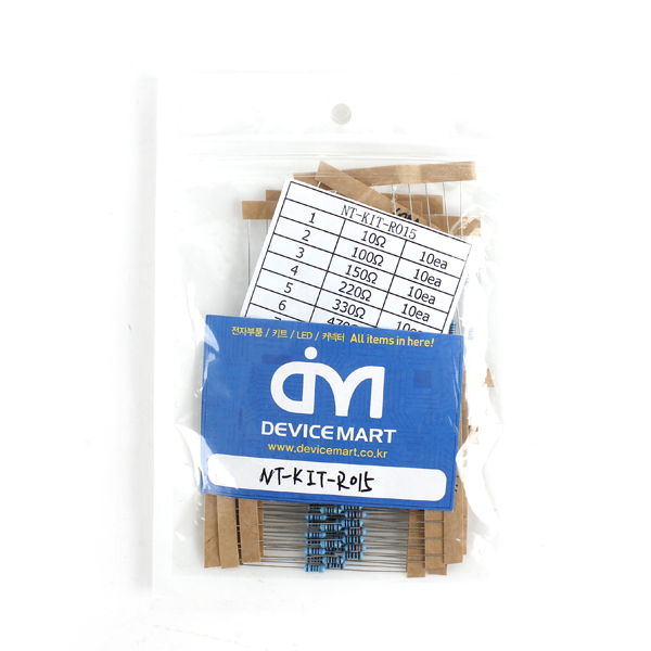 디바이스마트,RLC/수동소자 > 엔지니어 샘플키트 > 저항 키트 > 막대저항 키트,디바이스마트,1/4W 1% 저항 14종 키트 [NT-KIT-R015],불황에 맞서다! NT-봉지키트 시리즈. 간편한 비닐 포장으로 가격 거품을 뺀 저가형 키트입니다. 1/4W 1% 저항 14종 각 10개씩 담은 키트입니다.