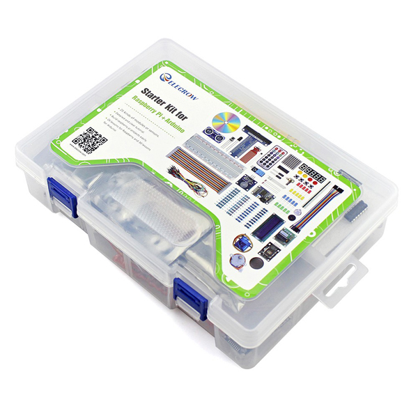 디바이스마트,오픈소스/코딩교육 > 라즈베리파이 > 라즈베리파이 교육용키트,ELECROW,초보자용 아두이노+라즈베리파이 학습키트 [DTR61173K],Starter Kit for Raspberry Pi +Arduino / LCD1602 디스플레이, 스텝 모터, 서보, 원격, 터치 센서 및 초음파 거리 센서와 같은 주요 구성 요소가 포함되어 있음 / CD 제공 하지 않습니다!