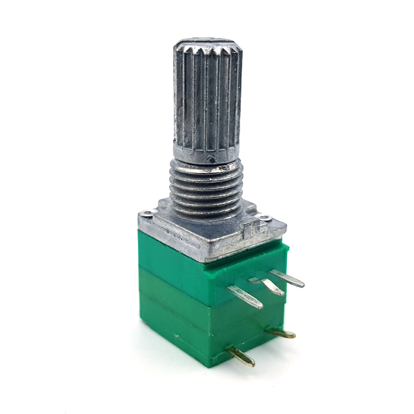 디바이스마트,RLC/수동소자 > (R) 저항 > 가변저항(포텐셔미터) > 로타리 포텐셔미터,SZH,스위치가변저항 50kΩ RV097NS B50K,50k옴 / 온오프가 가능한 가변저항입니다. 스피커 볼륨, LED 디머 등 최소 이하일때 전원을 차단하는 회로에 많이 사용됩니다.