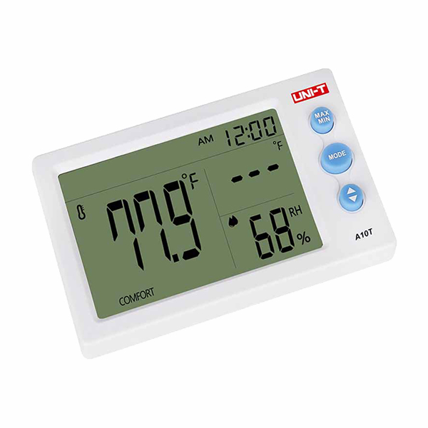 디바이스마트,계측기/측정공구 > 환경/이화학 측정장치 > 온도계/습도계,UNI-T,온습도계 A10T,실시간 온도 및 습도 측정 / 온도 측정 범위 :  -10 ℃ ~ 50 ℃ / 습도 측정 범위 : 10 ~ 99 % RH
