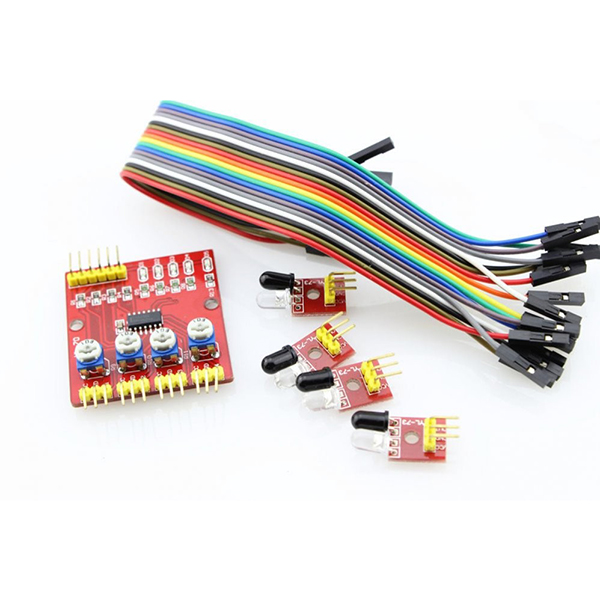 디바이스마트,MCU보드/전자키트 > 센서모듈 > 라이다/거리/초음파/라인 > 적외선(IR)/라인센서,ELECROW,4채널 IR 센서 [SPS40201S],각 IR 센서는 IR 방출기와 수신기로 구성되며, 측정 범위 내에 무언가 있으면 관련 신호를 출력합니다. 공급전압: 3.3V ~ 5.5V