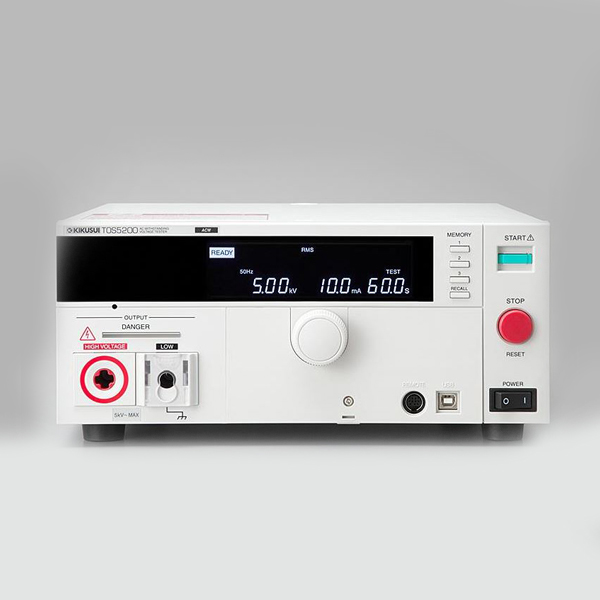 디바이스마트,계측기/측정공구 > 전기/전자 계측기 > 누설전류계,KIKUSUI,5kV 100mA 내전압 시험기 [TOS5200],전기제품의 안전 확보에 필요한 네 가지 시험 중에서 내전압 시험을 하기 위한 시험기입니다. 출력은 5kV/100mA(AC)입니다.