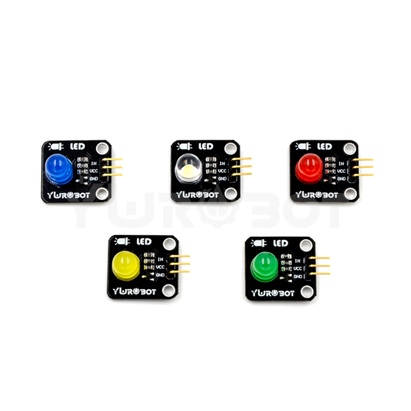 디바이스마트,MCU보드/전자키트 > 디스플레이 > LED,YwRobot,8mm LED 모듈 5개 SET [ELB080015],아두이노 호환 8mm LED 모듈 5개 세트 / 전압: 5V / Size: 23*21mm 레드, 옐로우, 그린, 블루, 화이트