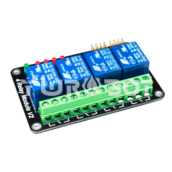 디바이스마트,MCU보드/전자키트 > 전원/신호/저장/응용 > 릴레이,YwRobot,4채널 릴레이 모듈 [ELB040405],아두이노 호환 / 10A 고전류 릴레이로 아두이노를 고전류 디바이스에 쉽게 구동시킴 / 접촉 전류: 10A / 전압: 5V / 사이즈: 75 * 50 * 18mm