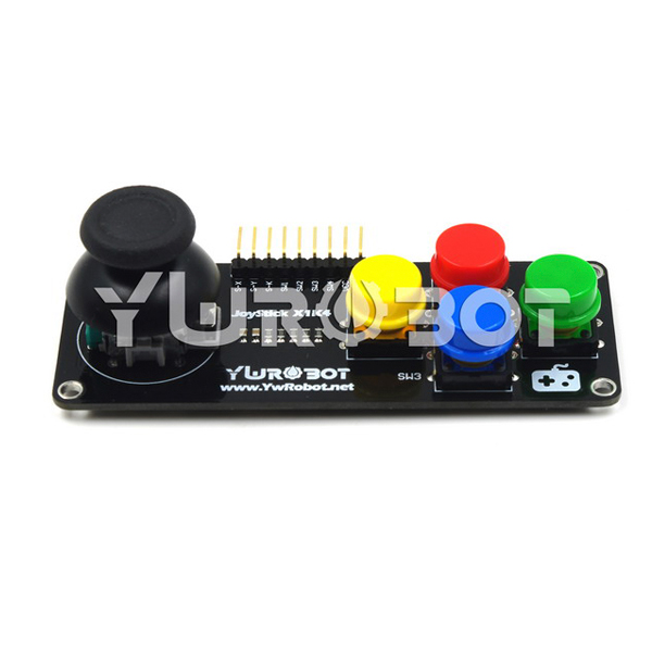 디바이스마트,MCU보드/전자키트 > 버튼/스위치/제어/RTC > 버튼/스위치/조이스틱,YwRobot,PS2 조이스틱 로커 버튼 모듈 [ELB070681],X축과 Y축은 2개의 포텐셔미터를 출력하며, AD 변환을 통해 비틀림 각도를 읽을 수 있습니다. / 4개의 독립 키 / 전압 : 3.3V, 5V / 사이즈: 90 * 34 * 28mm