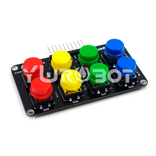 디바이스마트,MCU보드/전자키트 > 버튼/스위치/제어/RTC > 버튼/스위치/조이스틱,YwRobot,Omron 8버튼 모듈 [ELB040647],아두이노, SCM, ARM, 라즈베리파이 호환 / 색상: 레드,옐로우,그린,블루 / 전압: 3.5, 5V / 사이즈: 77*44mm